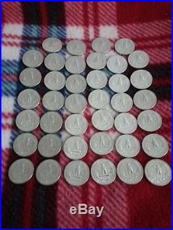 Lot of (1) Roll of 1956-D Silver Washington Quarters 40 Coins -90% Silver
