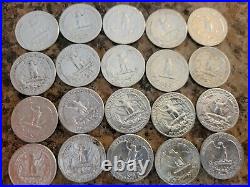 Lot of 20 Coins 1/2 Roll Washington Quarter 90% Silver random years & mint