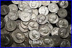Lot of 20 Washington Quarter 90% Silver Coins 1/2 Roll AG-F/VF RANDOM DATES #W20