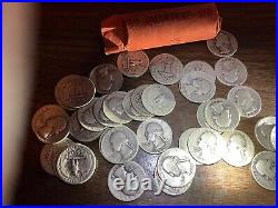 Lot of 40 Full Roll Washington Quarters Years All in the 40's 90% SILVER