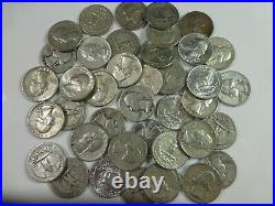 Lot of 40 Washington Quarters Pre-1965 1 Roll Silver Coins, Estate Collection #3