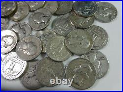 Lot of 40 Washington Quarters Pre-1965 1 Roll Silver Coins, Estate Collection #3