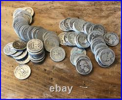 Lot of 80 Washington Silver Quarters 90%. Great Set of 2 Full Rolls of Coins! L2
