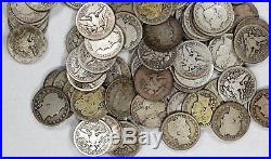 Mixed Date Barber Quarters 25c Average Circulated Full Roll 40 Silver Coins