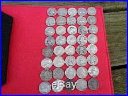 Mixed Dates. Roll Of 40 Circulated 90% Silver Washington Quarters. Nice Coins