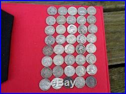 Mixed Dates. Roll Of 40 Circulated 90% Silver Washington Quarters. Nice Coins