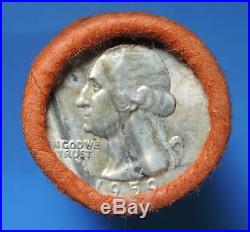 OBW Shotgun Roll of 1959 D Washington Silver Quarters BU Uncirculated Coins