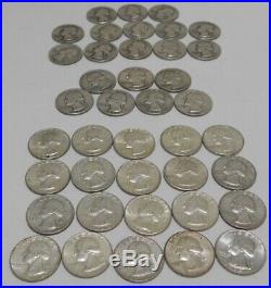 ONE (1) ROLL OF WASHINGTON QUARTERS 90% Silver (40 Coins) CIRCULATED Lot 10