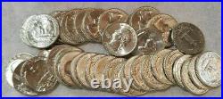 ONE 40 COIN ROLL WASHINGTON SILVER QUARTERS 1964 / UNCIRCULATED in TUBE
