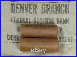 (ONE) FRB Denver Washington Silver Quarter Roll 1932 & D-Mint Ends 40 Quarters