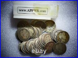 ONE ROLL OF BARBER QUARTERS (1895-1916) 90% SILVER (40 COINS) readable dates