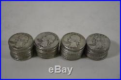 ONE ROLL OF MIXED DATES 1930s-1964 90% SILVER WASHINGTON QUARTERS 40 COINS