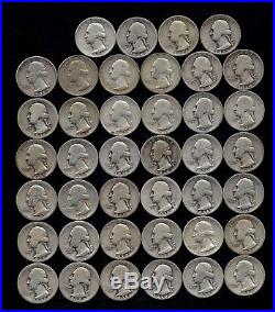 ONE ROLL OF WASHINGTON QUARTERS (1932-39) 90% Silver (40 Coins) LOT K11