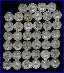 ONE ROLL OF WASHINGTON QUARTERS (1932-59) 90% Silver (40 Coins) LOT A2
