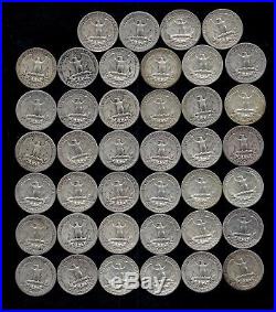 ONE ROLL OF WASHINGTON QUARTERS (1932-59) 90% Silver (40 Coins) LOT A86