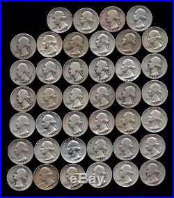ONE ROLL OF WASHINGTON QUARTERS (1932-59) 90% Silver (40 Coins) LOT C91