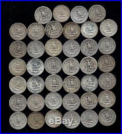 ONE ROLL OF WASHINGTON QUARTERS (1934-59) 90% Silver (40 Coins) LOT H69
