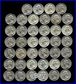ONE ROLL OF WASHINGTON QUARTERS (1935-64) 90% Silver (40 Coins) LOT C96