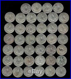 ONE ROLL OF WASHINGTON QUARTERS (1939-58) 90% Silver (40 Coins) LOT T71