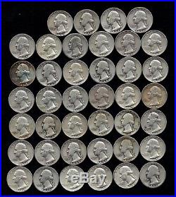 ONE ROLL OF WASHINGTON QUARTERS (1939-64) 90% Silver (40 Coins) LOT F31