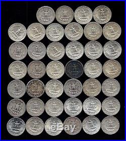 ONE ROLL OF WASHINGTON QUARTERS (1941-64) 90% Silver (40 Coins) LOT A89