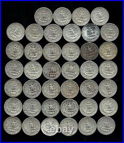 ONE ROLL OF WASHINGTON QUARTERS (1950-59) 90% Silver (40 Coins) LOT D10