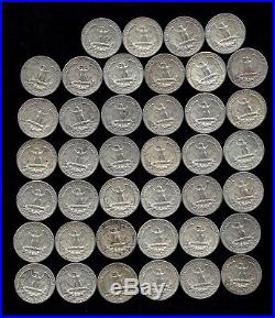 ONE ROLL OF WASHINGTON QUARTERS (1960-64) 90% Silver (40 Coins) LOT A43