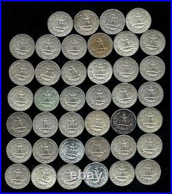ONE ROLL OF WASHINGTON QUARTERS (1960-64) 90% Silver (40 Coins) LOT B55