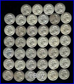 ONE ROLL OF WASHINGTON QUARTERS (1960-64) 90% Silver (40 Coins) LOT B56