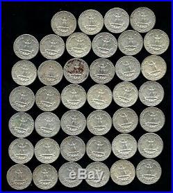 ONE ROLL OF WASHINGTON QUARTERS (1960-64) 90% Silver (40 Coins) LOT B56