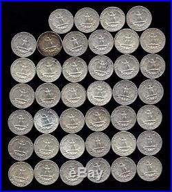 ONE ROLL OF WASHINGTON QUARTERS (1960-64) 90% Silver (40 Coins) LOT C89