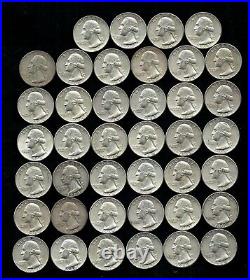 ONE ROLL OF WASHINGTON QUARTERS (1960-64) 90% Silver (40 Coins) LOT D92
