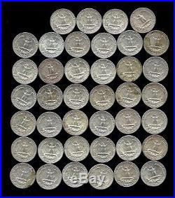 ONE ROLL OF WASHINGTON QUARTERS (1960-64) 90% Silver (40 Coins) LOT D96