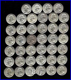 ONE ROLL OF WASHINGTON QUARTERS (1960-64) 90% Silver (40 Coins) LOT F 15