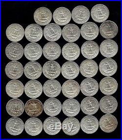 ONE ROLL OF WASHINGTON QUARTERS (1960-64) 90% Silver (40 Coins) LOT J1