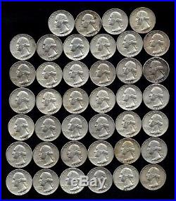 ONE ROLL OF WASHINGTON QUARTERS (1960-64) 90% Silver (40 Coins) LOT J4