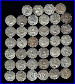 ONE ROLL OF WASHINGTON QUARTERS (1960-64) 90% Silver (40 Coins) LOT J4