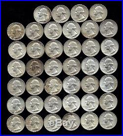 ONE ROLL OF WASHINGTON QUARTERS (1960-64) 90% Silver (40 Coins) LOT J95