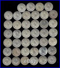ONE ROLL OF WASHINGTON QUARTERS (1960-64) 90% Silver (40 Coins) LOT L59
