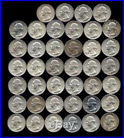 ONE ROLL OF WASHINGTON QUARTERS (1960-64) 90% Silver (40 Coins) LOT L67