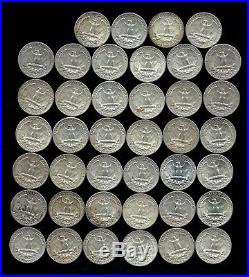 ONE ROLL OF WASHINGTON QUARTERS (1960-64) 90% Silver (40 Coins) LOT M15
