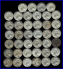 ONE ROLL OF WASHINGTON QUARTERS (1960-64) 90% Silver (40 Coins) LOT N10
