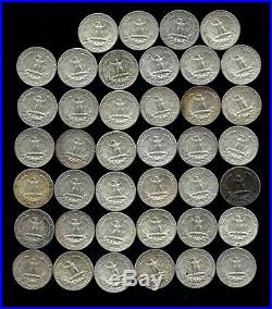ONE ROLL OF WASHINGTON QUARTERS (1960-64) 90% Silver (40 Coins) LOT N10