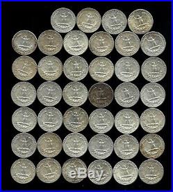 ONE ROLL OF WASHINGTON QUARTERS (1960-64) 90% Silver (40 Coins) LOT N12