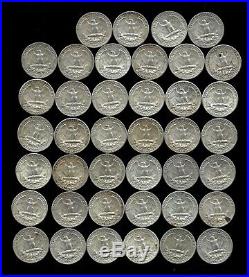 ONE ROLL OF WASHINGTON QUARTERS (1960-64) 90% Silver (40 Coins) LOT N72
