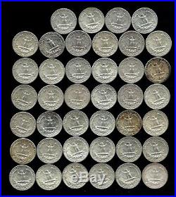 ONE ROLL OF WASHINGTON QUARTERS (1960-64) 90% Silver (40 Coins) LOT P95