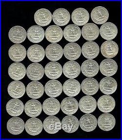 ONE ROLL OF WASHINGTON QUARTERS (1960-64) 90% Silver (40 Coins) LOT Q76