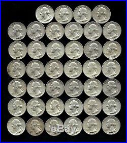 ONE ROLL OF WASHINGTON QUARTERS (1960-64) 90% Silver (40 Coins) LOT Q98
