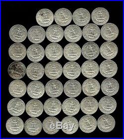 ONE ROLL OF WASHINGTON QUARTERS (1960-64) 90% Silver (40 Coins) LOT Q98