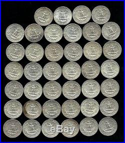 ONE ROLL OF WASHINGTON QUARTERS (1960-64) 90% Silver (40 Coins) LOT R16